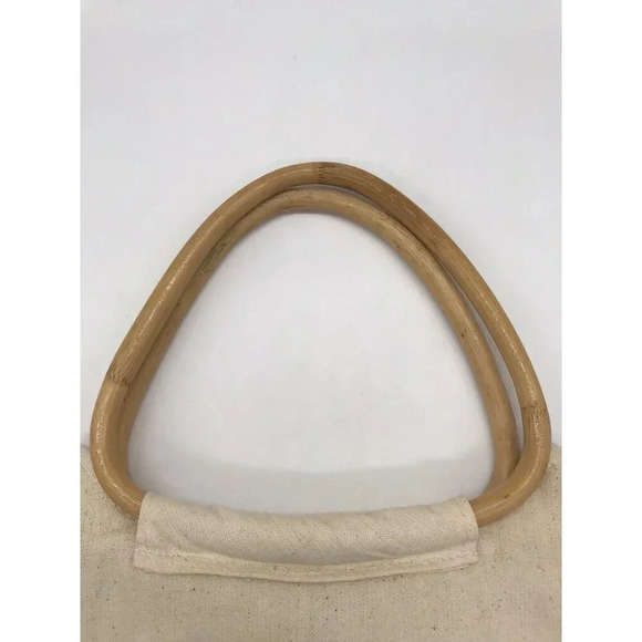 Handmade Canvas Clutch Purse‎ Embroidered Bamboo Handles Tote Bag Boho Cottage - Picture 8 of 14